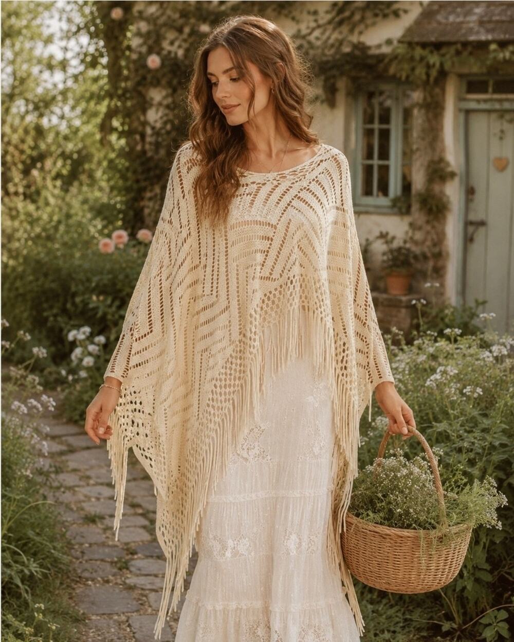 Do Everything In Love (by Anthropologie) NWT Poncho Fringe Boho Fringe Festival